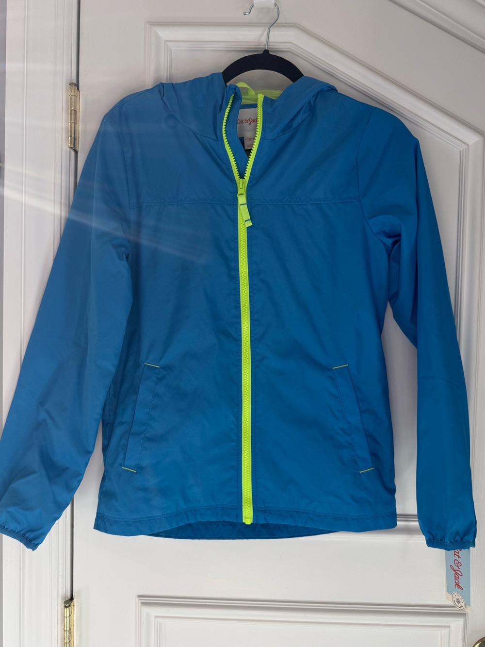 Cat & Jack Blue Neon Zip Hooded Windbreaker — NWT Kids L 12/14